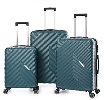 Lot de 3 Valises Extensibles rigides + 30% de Volume - Lys Paris (Vert)