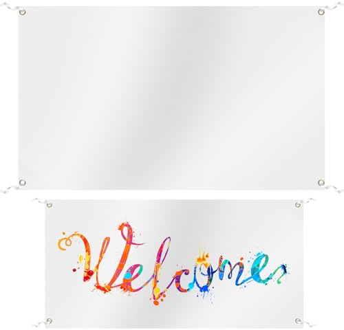 Gadpiparty 2Er Set Leere Polyester Banner 59X35 Zoll Mit Stabilen Hängeschnüren Weißes Sublimationsbanner Für DIY Bemalung Innen Außen Party Dekoration