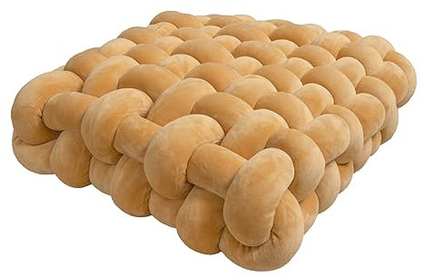 1Pc Knotenkissen,Geknotetes Kissen Quadratisch Dekoratives Plüsch Kissen Bequem Bodenkissen Weiche Sitzkissen Gewebtes Stuhlkissen Meditationskissen Dekokissen für Sofa Bett Zimmer Dekor O 30x33x12cm