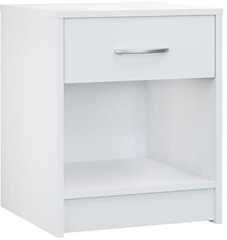 Casaria Nachttisch mit Schublade Holz Weiß | 50x40x35 cm, mit Ablage, für Boxspringbett, 50cm Komforthöhe, Schlafzimmer, Nachtschrank, Nachtkästchen, Nachtkommode