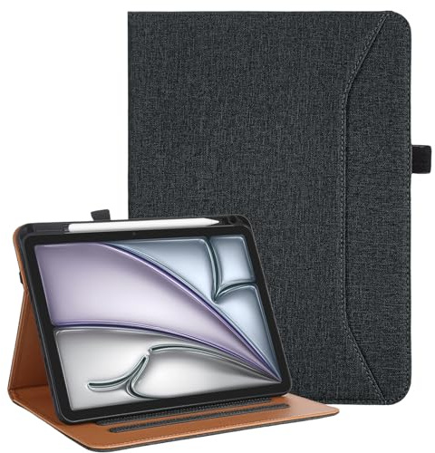 Vakarey Hülle für iPad Air 11 Zoll M4 2026/M3 2025/M2 2024,iPad Air 5./4. Generation 10.9 Case mit Stifthalter,Handschlaufe & Stoßfest Standfunktion,Schwarz
