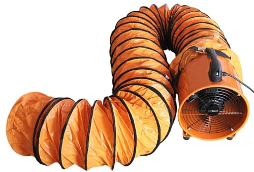 Ventilatore Estrattore Aria Industriale con Tubo Dotto Aspira Polveri e Fumo o Soffia Aria Pulita Ventola Reversibile - 300mm - Dotto 6m - 110V