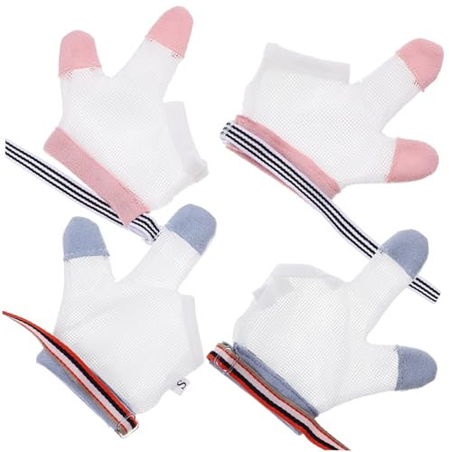TOYANDONA 4paare Daumenlutschen Stop Handschuhe Anti-kratzer Fäustlinge Maß Atmungsaktiv Weich Für Kleinkinder Geeignet Zur Vorbeugung Von Daumenlutschen Und Fingerbeißen
