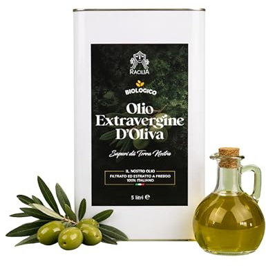 RACILIA Olio Extravergine di Oliva Biologico - Olio Evo Bio 100% Italiano, Spremuto a Freddo - 8 Litri