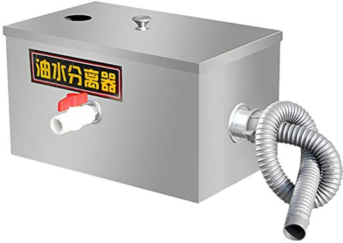 Commercial Grease Trap - Stainless Steel Interceptor for Restaurant Kitchen, Under Sink Grease Trap, Oil-Water Separator for Home Use