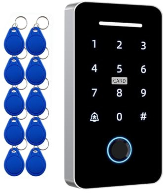 YAVIS Codice della tastiera di controllo di accesso Impermeabile, Lettore di carte RFID IC 13,56 MHz con password touch, impronta digitale, NFC, tastiera, WG26 WG34, Keychain Sistema controllo accessi