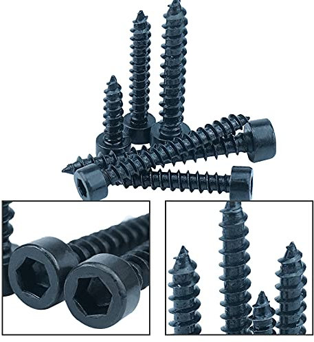 HHOZsafety Holzschraube M2 M2.6 M3 M4 M5 M6 Sechskant-Innensechskant-Blechschraube Edelstahl Schwarze Inbusschraube für Lautsprecher (100/50 Stück) (Farbe: Schwarz, Größe: 50 mm)