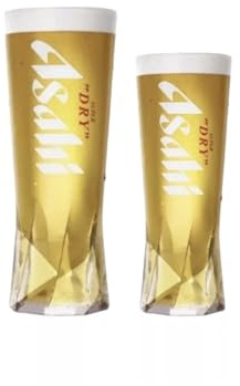 Asahi Lager Beer Pint and Half Pint Glasses