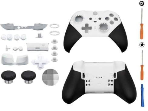 Hzxkqmil Coque de Remplacement Kit de Boîtier Avant/Arrière pour Xbox Manette Elite Series 2 - Core Blanc, Inclus D-Pad Joysticks LB RB Bouton Gâchette ABXY Boutons Accessoires