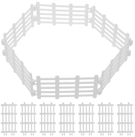 Toyvian Miniature Garden Fence, 20pcs Miniature Plastic Fence for Small Farm Fairy Garden Decor, 1 12 Scale Doll House Fairy Landscape Decor, White, 3.46X1.73In Each