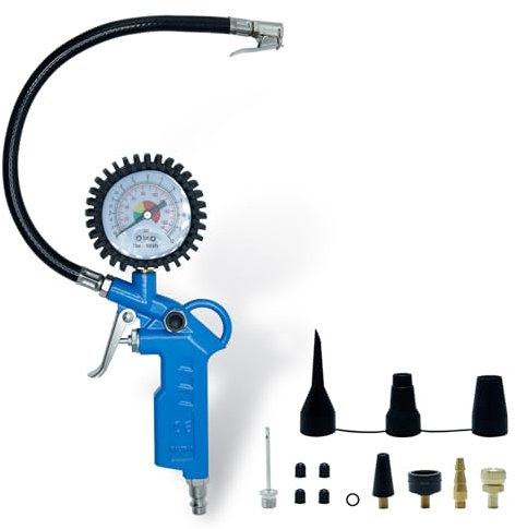 CCLIFE 3-IN-1 Reifendruckprüfer & Reifenfüller mit Ventil-Kern-Werkzeug und mehreren Ersatzteilen, 12 Bar (170 PSI) – Für Auto, Fahrrad, Lkw, Motorrad