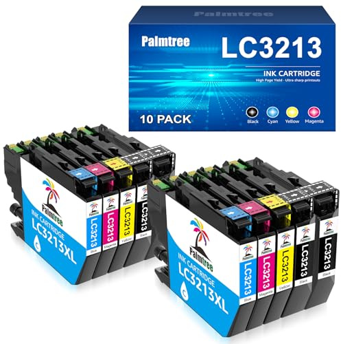 Palmtree Tinta LC3213 XL LC3211 Compatible para Brother LC3213 LC3211 para Brother DCP-J572DW MFC-J491DW J497DW MFC-J890DW DCP-J772DW DCP-J774DW MFC-J895DW Impresora Cartuchos (10 Pack)