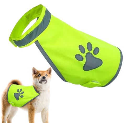 Veste Sécurité pour Chiens Réfléchissants - Gilet Visibilité avec des Fluorescents, Manteau Réglable Léger | Vêtements pour Chiens Haute Visibilité, Équipement Sécurité, Harnais D'entr