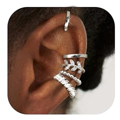 Morfetto Ear Cuff Orecchini Senza Buco Donna 5Paia Ipoallergenici Set Orecchini Finti Donna Cartilagine Orecchino Anallergici Regolabile Earcuff argento-CZ