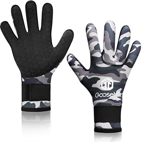 Goosehill Neoprene Gloves for Men and Women, 3mm Neoprene Diving Gloves with Upgraded Rubber Granulate on Palm, Flexible Thermal Gloves for Diving, Snorkeling, Paddling, Surfing, Kayaking