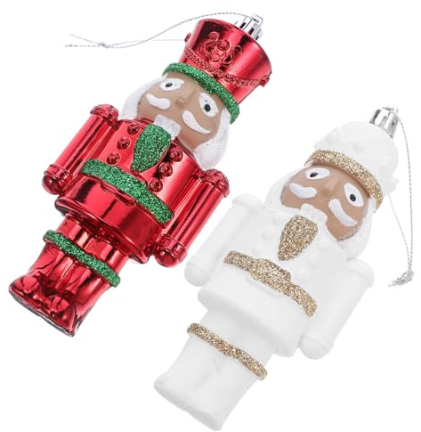 Toyvian 2piezas Adornos de Cascanueces para Árbol de Navidad de Soldados de Juguete de Plástico Decoración Navideña de Cascanueces para Estatuas de Soldado