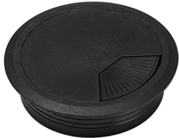Pasacables 1pc 60 / 80mm Escritorio Alambre de Cubierta Mesa Cable plástico Ordenador Personal Outlet computadora Puerto Outleto Organizador Cables(Black,60mm)