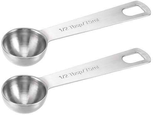 2Pcs Teaspoon Measuring Spoons 7.5ml, Stainless Steel Mini Teaspoon Measuring Spoons for Kitchen Cooking Kitchen CookingSpoon CoffeeSpoon, CreatineSpoon, SteelScoopers Protein Teaspoons