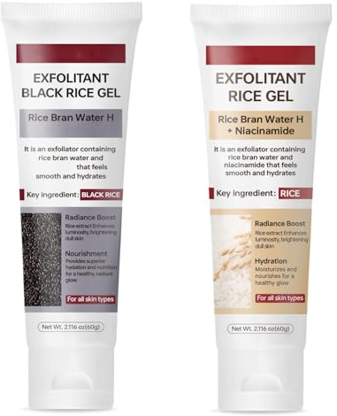 Exfoliant White & Black Rice Gel, Reis Peel Shot Duo Weiß & Schwarz Reis, Sanfte Exfoliation, Porenverfeinerung, Anti-Falten Umfassende Straffung Für alle Hauttypen Peeling Gesicht (Weiß+Schwarz)