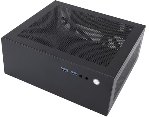 Zhjvihx Caja para PC, Caja para Computadora ITX de Acero Laminado en Frío con Diseño de Perforación de Malla y Puertos USB 3.0 Frontales, Ranuras PCI Torre de Disipación de Calor Caja