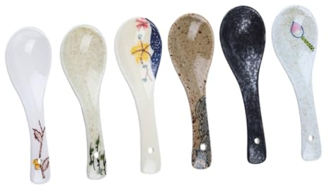 Lurrose Cuillères à Soupe Cuillères Multi-usages en Céramique Design Simple et Créatif Lot de 6 Couleur Aléatoire pour Repas en Famille et Restauration