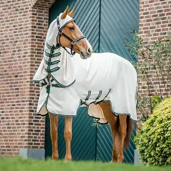 Horseware Ekzemerdecke Rambo Hoody Chalk/Hunter Green & Silver/ 145 cm (6'6)