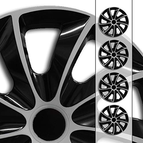 Eight Tec 13 Zoll Radkappen, Radzierblenden 02RK Bicolor (Schwarz/Silber) passend für Fast alle Fahrzeugtypen (universal)