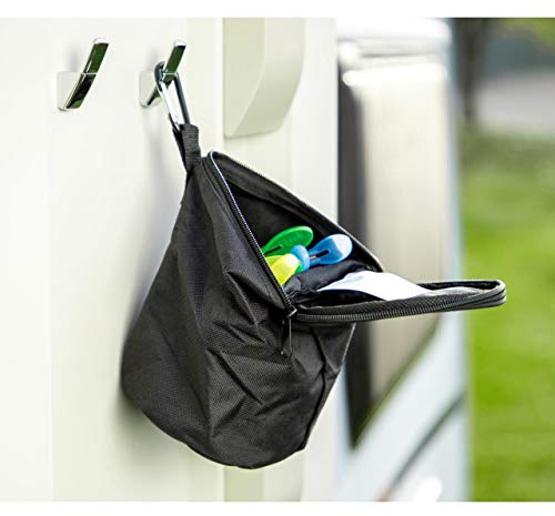 Cartrend 10387 Caravan praktischer Wäscheklammerbeutel aus strapazierfähigem Gewebe mit Karabiner für Camping, Wandern