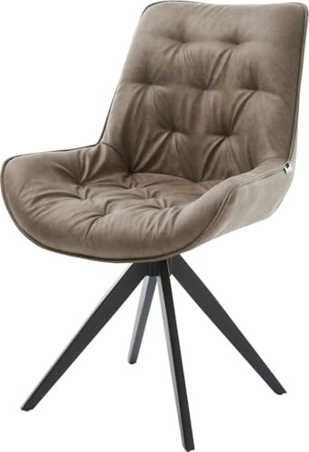 DELIFE Polsterstuhl Taimi-Flex Kreuzgestell kantig Schwarz Mikrofaser Taupe Vintage