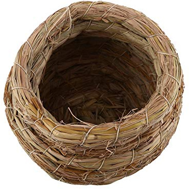Straw Bird Nest?YOUTHINK Straw Bird Nest Straw Woven Bird Nest Handwoven Birdcage Hanging Bird House Outside Hummingbird House for Parakeet Cockatiel