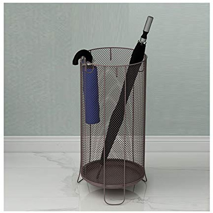 Paragüeros AGYH ParagüerosParagüero De Metal, Pasillo De Pasillo De Gran Capacidad Marrón De Pie, con Gancho Y Bandeja De Goteo, Fácil De Limpiar, 20.5X55 Cm