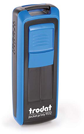 Trodat 9512 - Timbro personalizzato personalizzato con stampa tascabile, dimensioni: 47 x 18 mm, per 5 righe di testo (nero/blu)