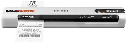Epson RapidReceipt RR-70W Wireless Mobile Tax Receipt and Color Document Scanner with Complimentary Data Management Software for PC and Mac