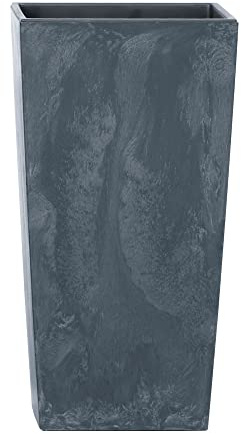 URBNLIVING Large Tall Concrete Effect Flower Plant Pot Indoor Outdoor Garden Patio Planters (Black, 265mm Square)