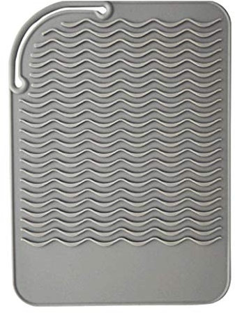 1 tappetino in gomma in silicone resistente al calore per piastre calde e ferri arricciacapelli, tappetino in silicone resistente al calore (grigio)
