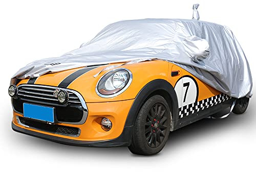 Autoabdeckung Abdeckplane Vollgarage Plane Autoplane FüR Mini Cooper R56 R55 R60 F54 F55 F56 F60 Wasserdicht SchutzhüLle Abdeckung HüLle Sonnenschutz Staubdicht Silber