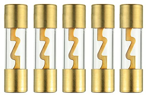 BOJACK 100A Fusibile Audio AGU in Vetro Placcato Oro per Protezione dell'Alimentazione dell'Amplificatore Stereo per Auto/Marine (Confezione da 5 Pezzi)
