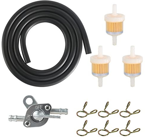Benzinschlauch Kit, Motorrad Gas Kraftstofffilter inkl 3 6mm Benzinfilter 1m Benzinschlauch 6 Schlauchschellen, Benzin Kraftstofffilter Inline Kraftstofffilter Kit für Auto Motorrad