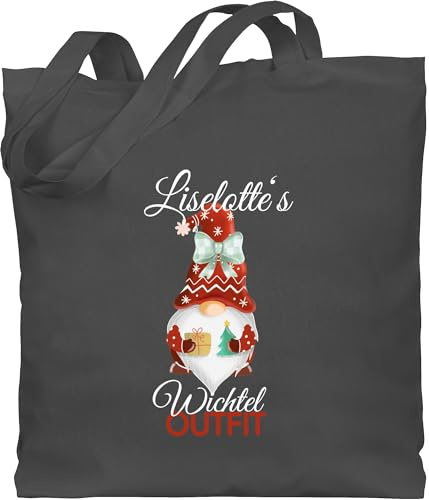 Baumwolltasche - Weihnachten Geschenke Christmas - Wichtel Outfit mit Name - Unisize - Dunkelgrau - weihnachts tasche weihnacht weihnachtswichtel jutesäckchen personalisierte jutetasche