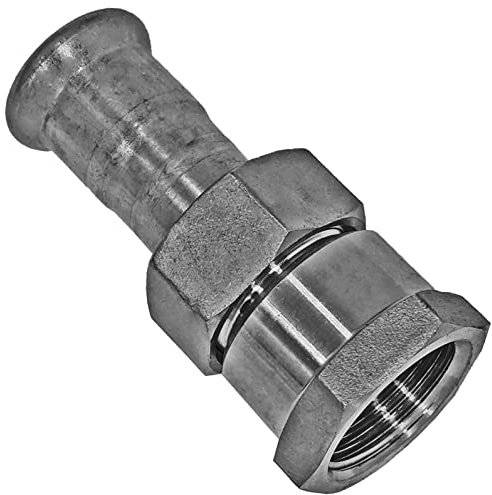 Edelstahl V4A Press Fitting Verschraubung Übergang mit 1/2 Zoll Innengewinde i-IG Muffen Anschluss zum Verpressen für Rohr Außendurchmesser 15mm M Kontur Trinkwasser VA INOX