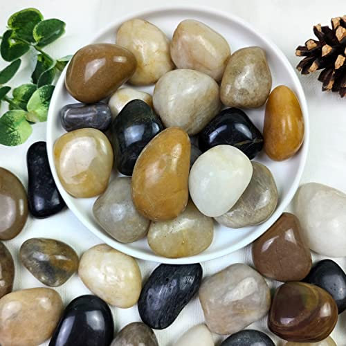 YISZM 4.5 kg Kieselsteine für Zimmerpflanzen, 3.5,5.1 cm, gemischte Farben, hochglanzpoliert, Flusssteine, Outdoor, dekorative Steine, Vasenfüller, Aquarien, Garten, Outdoor und Indoor DIY