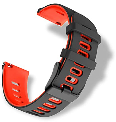 RoYiio Uhrenarmband 20mm/22mm Silikonarmband 20mm Schwarz Rot | Atmungsaktiv, Weich, Bequem, Uhrarmband 20mm mit Schnellverschluss, Freizeit Sport Silikon Armbänder für Herren/Damen