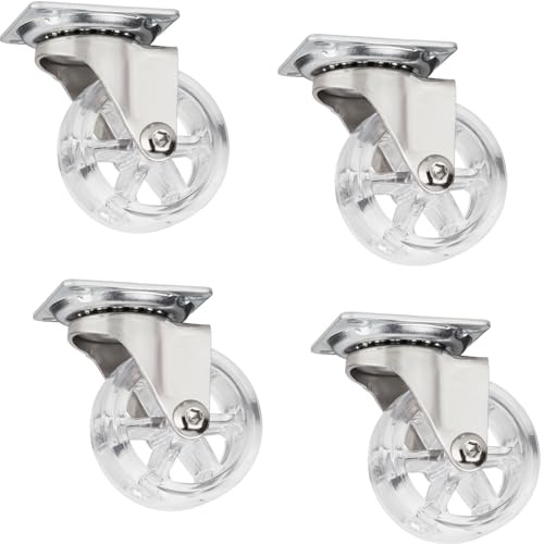 4er Set dekorative Möbelrollen RAPID Rollen-Ø 50 mm transparent | Tragkraft 35 Kg, Höhe 64 mm, Lenkrollen von SOTECH