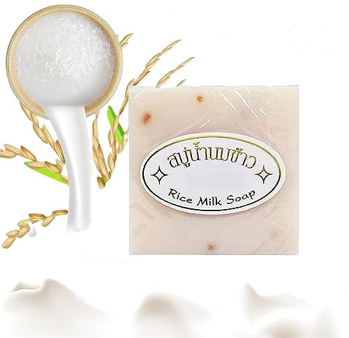 Jabon Aclarante De Arroz, savon de riz thaïlandais, savon au lait de riz aux herbes thaïlandaises blanc hydratant, savon thaïlandais original fait à la main, savon blanchissant pour le visage et le