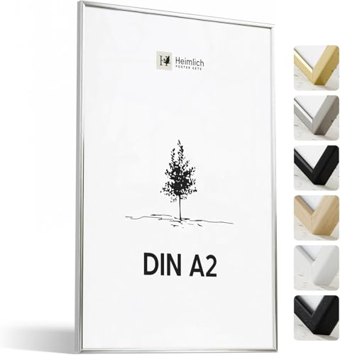 Heimlich® - Bilderrahmen - 40x60 cm, Aluminium Metall, Silber - Mittlerer DIY-Collage-Rahmen mit Kunststofffolienabdeckung - Nur zur Wandmontage