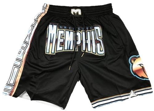 MCQOmcil Männer Frauen NBA Grizzlies Basketball Shorts Hohe Elastizität Atmungsaktive Sporthose (Color : Black, Size : S)