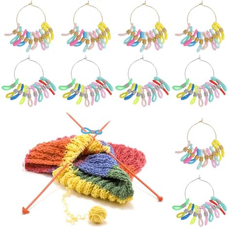 LOBLELAND 100 Stück Stricknadelstopper, Nadelspitzen Maschenstopper, Silikon Stricknadel Hugger Set, Nadelhalter Für Häkel Und Strickzubehör