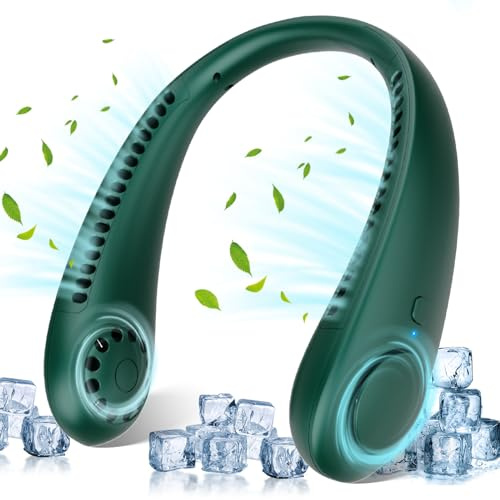 Neck Fan, Portable Hanging Neck Fan, Bladeless Mini Neck Fan with 360° Airflow, 3-Speed Hands-Free Personal Fan Rechargeable Wearable Fan Cooling Quiet for Home Office Travel