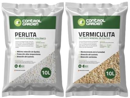 Control Garden Pack Perlita 10L + Vermiculita 10L | Sustrato para Plantas y Cultivos Interior y Exterior | Fabricado en España
