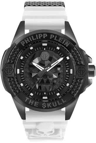 Philipp Plein Unisex-Armbanduhr Analog Quarz The $Kull Silikon, Schwarz/Weiß - Pwaaa2624, Armband